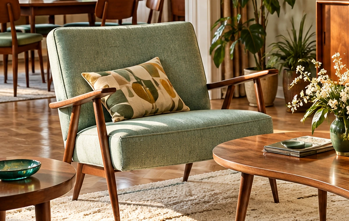 Teak-Sessel mit organischer Form und zeittypischer Silhouette